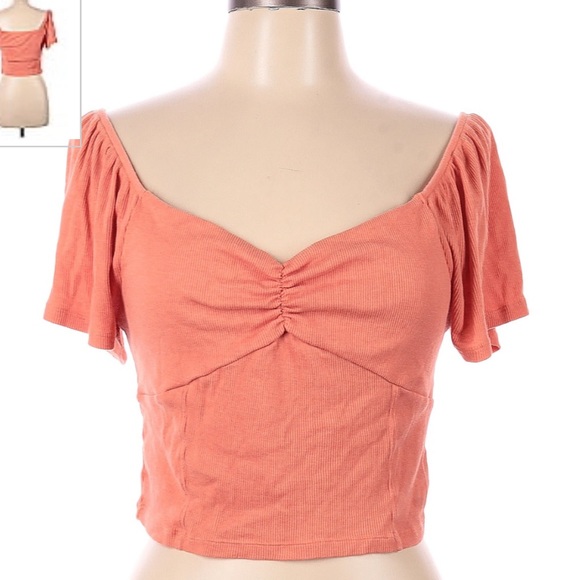 NWT American Eagle 🦅 Off the Shoulder Ribbed Crop Top, Great Color - Picture 1 of 7